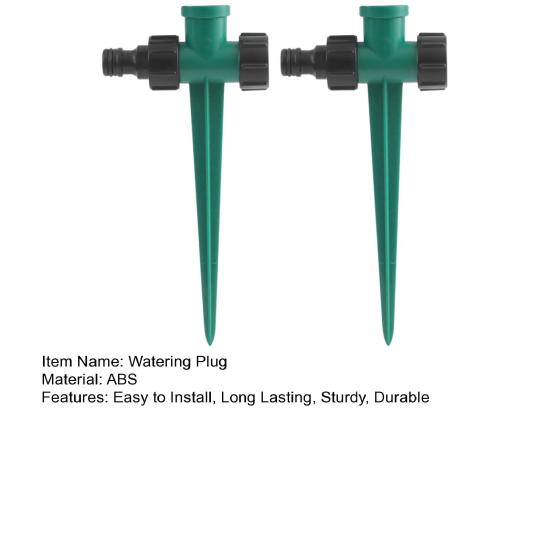 2ks zavlažovací zástrčka Dvouhlavý zahradní hadicový zavlažovač Zavlažovací konektor Zemnící kolík pro trávník