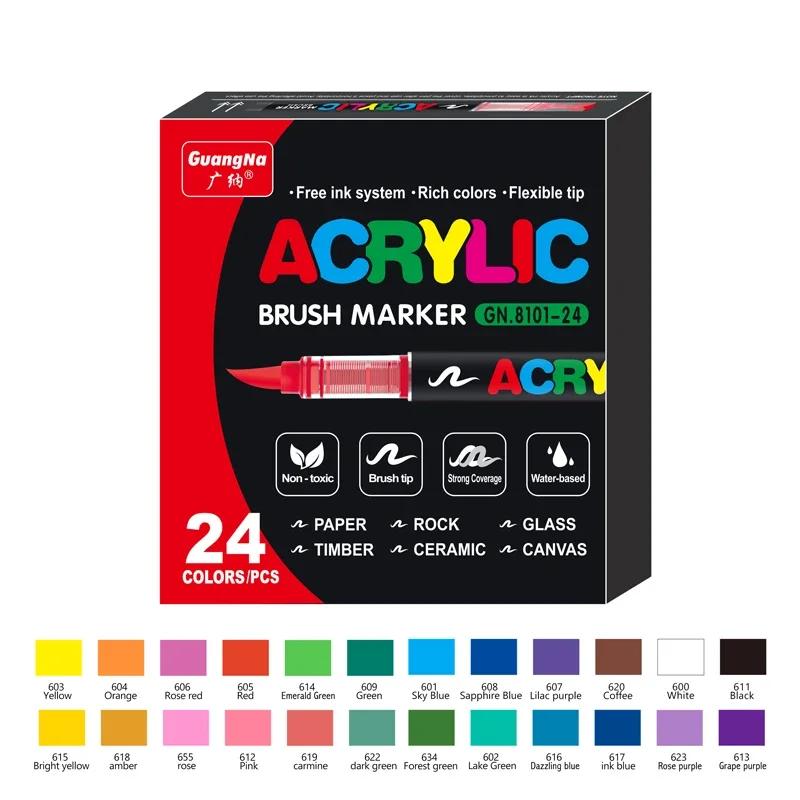12-120 Colors Acrylic Paint Pens Markers Brush Tip Paint Markers For Rock Painting Wood Canvas Stone,Christmas Gift DIY Crafts