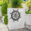 Frosty Antique Junkyard Crafted Wooden Ship Wheel | Anchor Motiff | Pirate's Home Wall Decor | Nagina International (24 Inches)