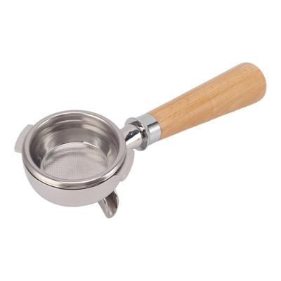 58mm Coffee Portafilter 2 Spout Fine Mesh Stainless Steel Wooden Grip Detachable Coffee Machine