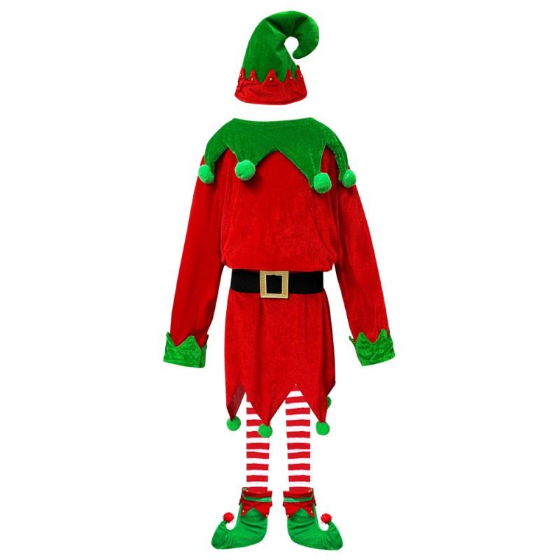 Kids Christmas Halloween Costume Elf Outfit Boys Girls Long Sleeve Dress With Hat Socks Party