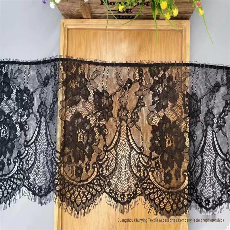 

Кружевная отделка с ресничками шириной 25 см для самостоятельного украшения одежды и штор 3 meters long чёрный
