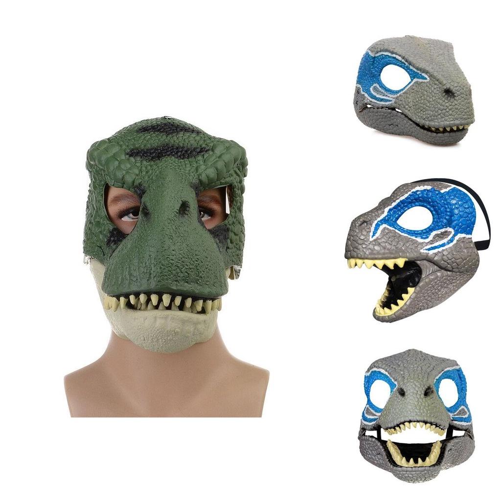 Blue/grey/green Dinosaur Moving Mouth Mask Fits Children And Adults
