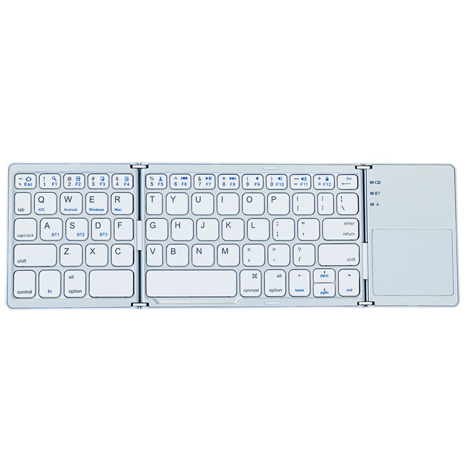 

Трехсистемная совместимая с тачпадом клавиатура ультратонкая трехсекционная портативная клавиатура для дома и офиса Silver - Type C