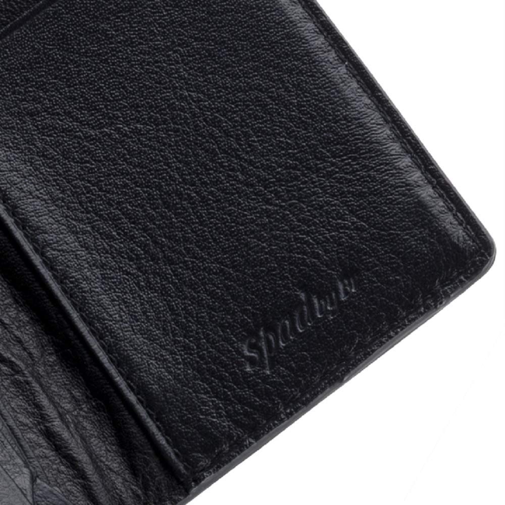 SPAD YAK Leather Business Card Accordion Navy X Black Holder, Gusset,