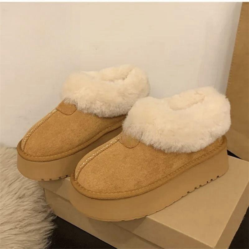 Zhao Ruth Has the Same Thick-soled Snow Boots for Women, Short Tube Heightening, Fur Integrated Cotton Shoes for Women, Winter Mini Warm and Thicker