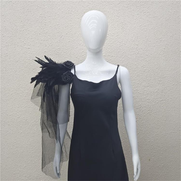 Elegant Shoulder Covers Bride Dress Accessory for Women Black Tulle Detachable Bridal Wedding Dress Accessories