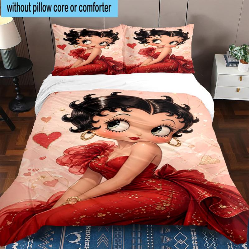 3PCS Laday In Red Dress 3pcs Bedding,Including 3PCS Duvet Cover And 2pcs Pillowcases Perfect for Christmas,Ideal for Bedroom, Dormitory