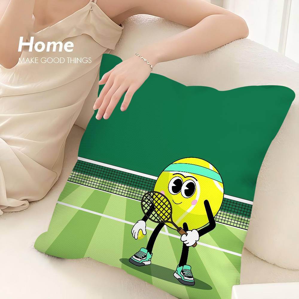 Cute Tennis Pictures Pillow Case Sofa Decorative Home Double-sided Print Plush Square Throw Pillow Covers Cushion Decor Cover