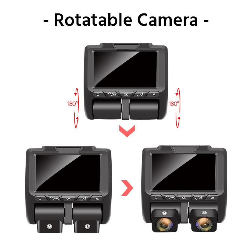 E-ACE Camera Dash Cam 3Inch Car DVR Front And Inner Dual Lens 1080P Loop Video Recorder Night Vision 24H Parking Monitor