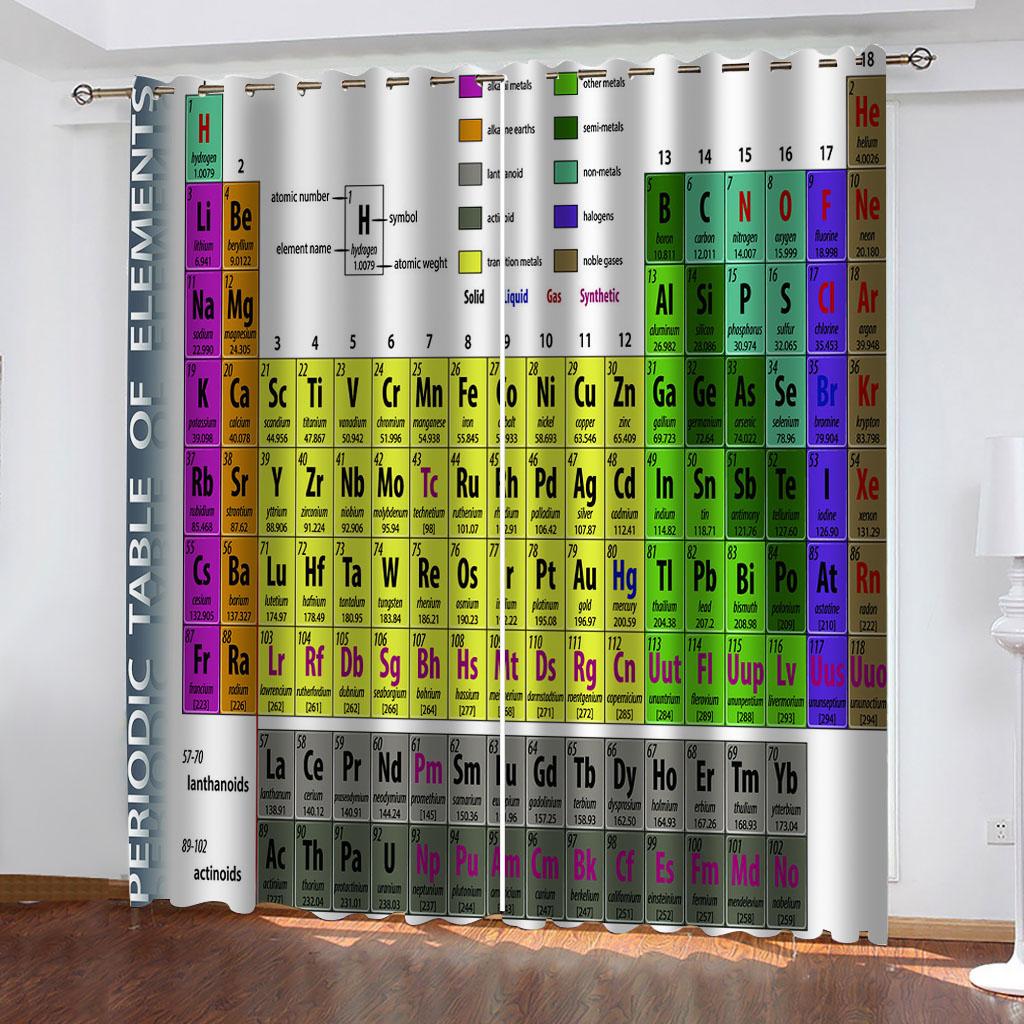 Periodic Table of Elements Colorful Window Curtains In Kids Bedroom Living Room Hall Treatments Kitchen Decoration Drapes Blinds