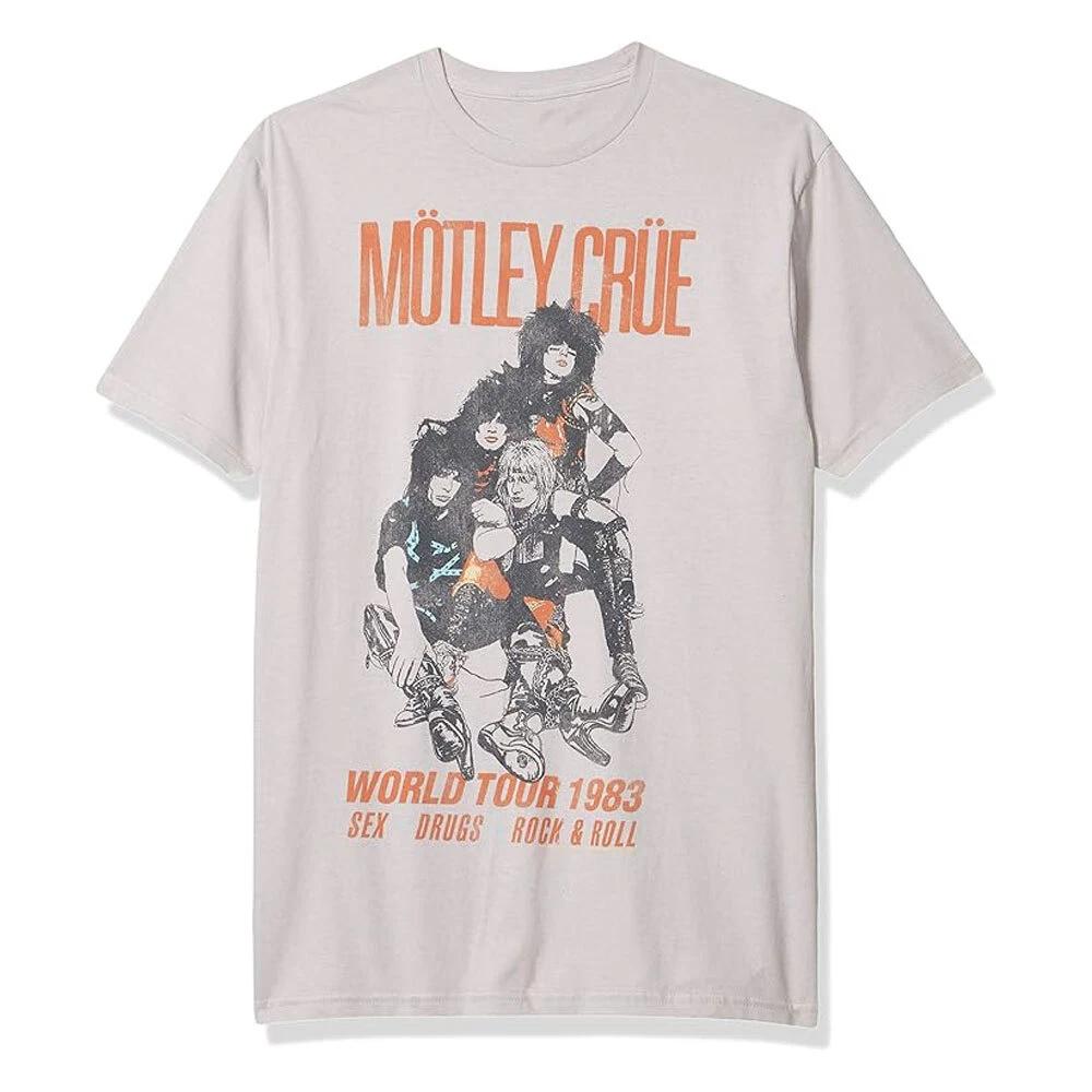 Футболка Motley Crue 1983 Мировой тур Официальная группа Натуральный Новый S