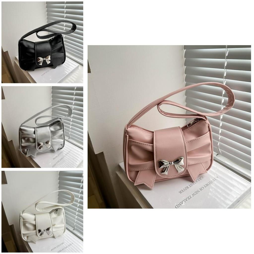 Adorable Bowknot Small Square Bag For Women Cute Korean Style Shoulder Tote Bag