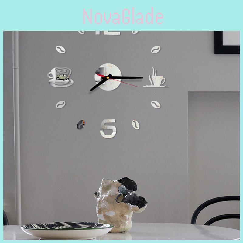 Stylish 3d Diy Coffee Cup Acrylic Mirror Wall Sticker Clock With Timeless Design
