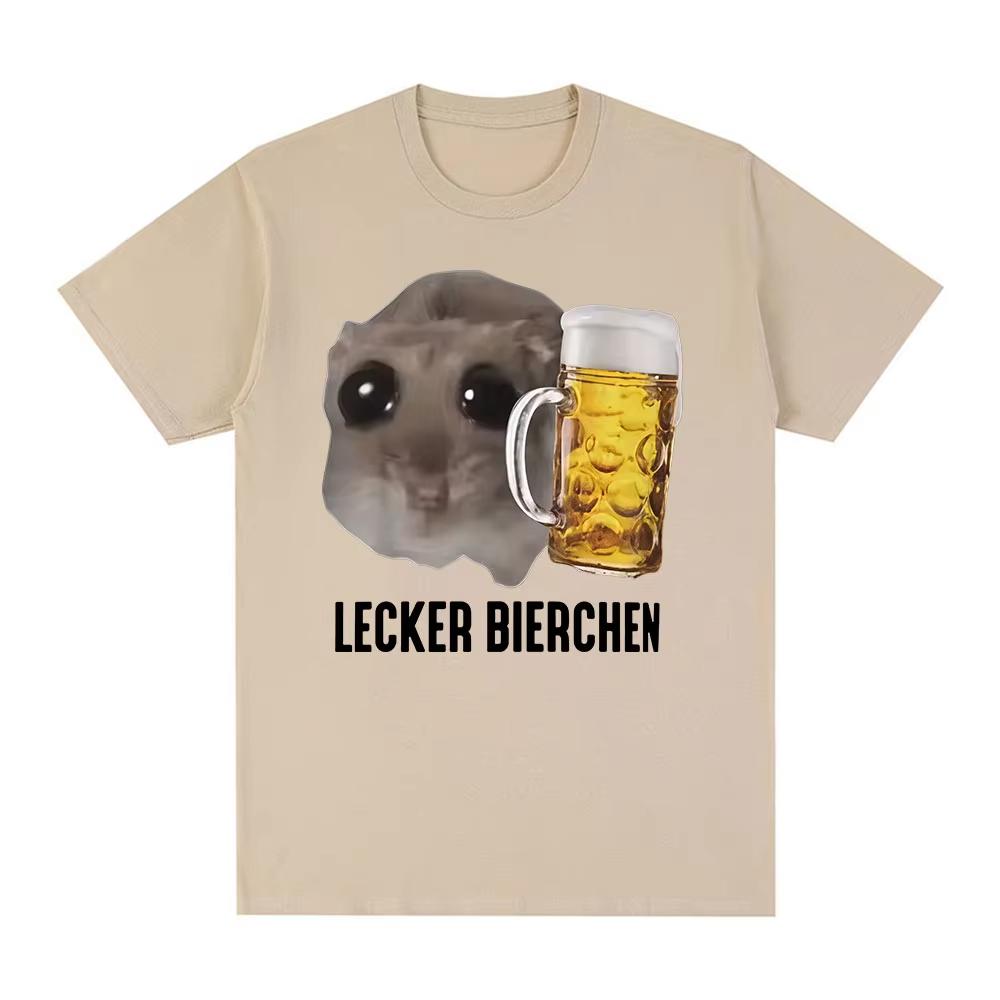 

Sad Hamster Delicious Beer Funny Meme Kawaii T-shirts Men Women Clothing Fashion Hip Hop T-shirts Harajuku Cotton Loose T Shirts 4XL