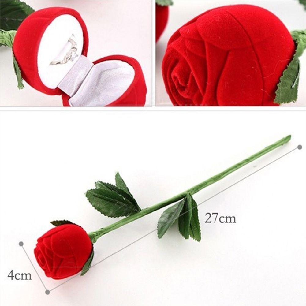 Unique Earrings Valentine Case Red Pendant Earring Flower Wedding Storage Engagement Velvet Gift Ring Rose Jewelry