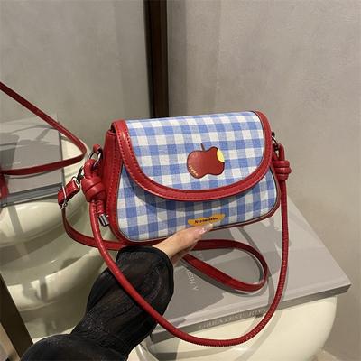 Fashion Hand Carry Small Square Bag Women's Summer New Plaid Small Square Bag Versatile Casual Shoulder Messenger Bag