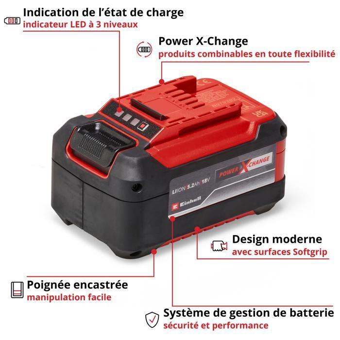 Einhell batterie 5,2 ah pxc plus (lithium-ion, 18v, pour tous les appareils einhell pxc)