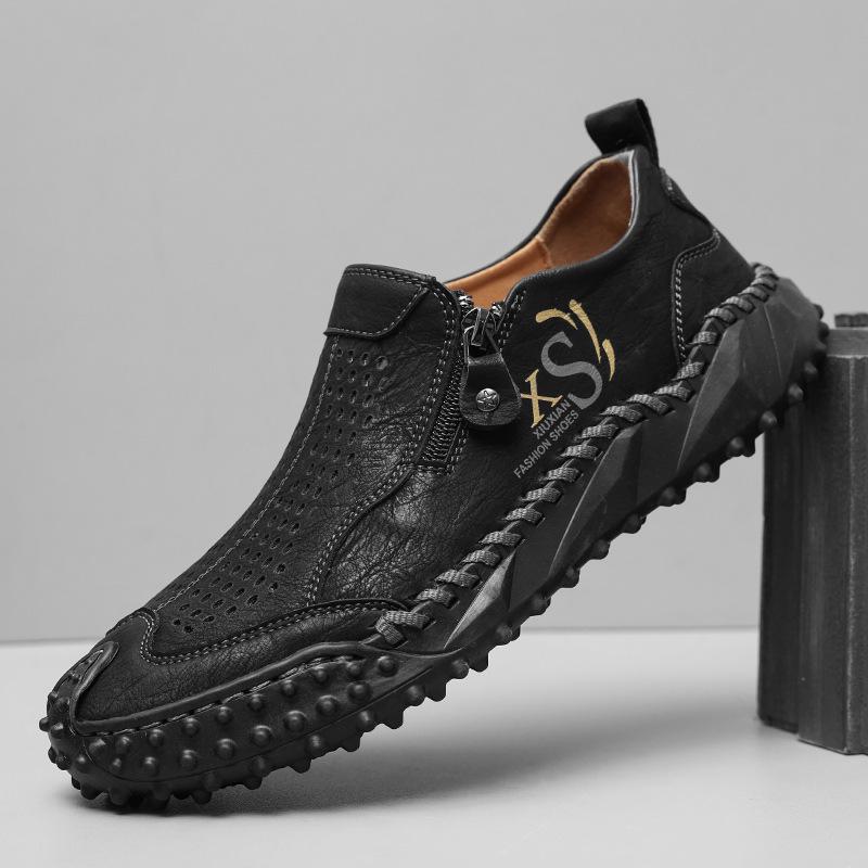 2024 Men s Breathable Leather Hiking Shoes - Non-slip, Soft Sole, Casual  Sporty Design 42
