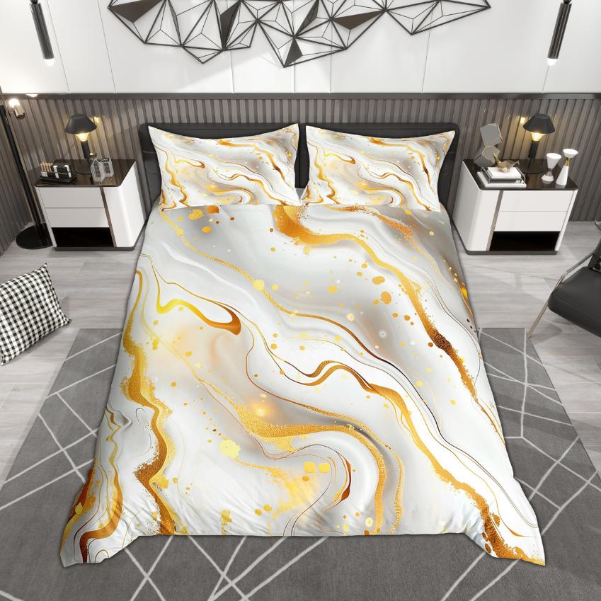 Comforter Homewish Colorful Marble Contemporary Watercolor Bedding Set Abstract Stone Pattern Set