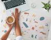 Vinyl Desk Mat with Stylish Terrazzo Abstract Print 90x45 cm