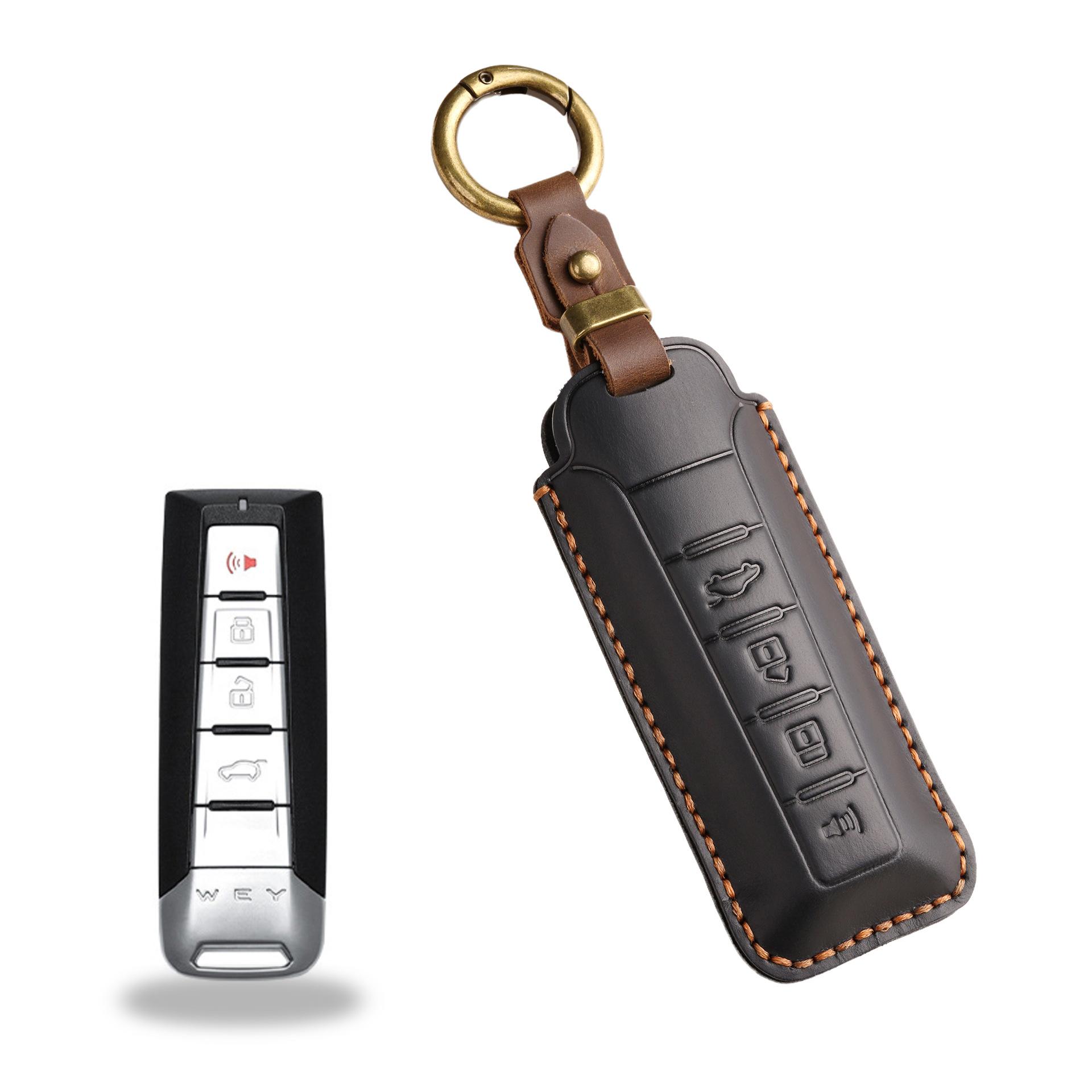 

Retro key cover is suitable for Great Wall WEY Wei Pai vv5 vv6 key bag vv7 P8 leather protective case ring чёрный