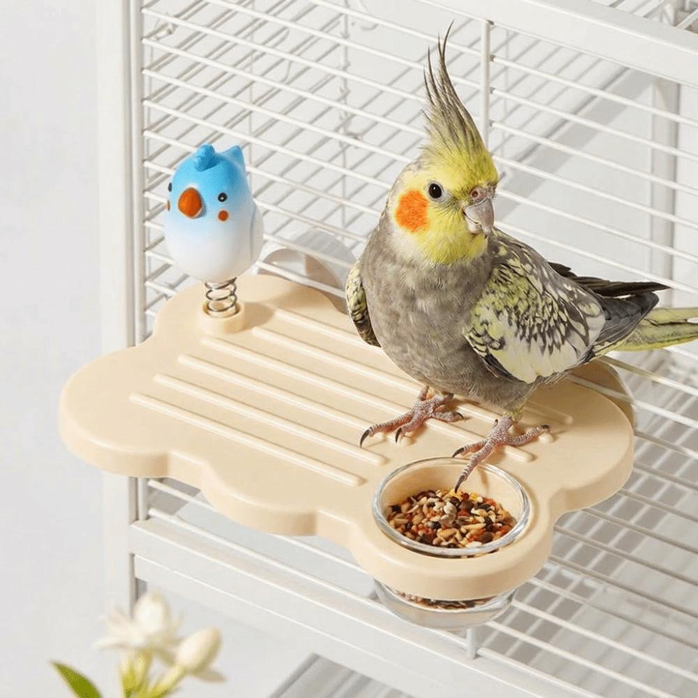 Rectangle Bird Cage Stand Toy Anti Slip Birdcage Food Bowl Hanging Feeding Platform Aviary