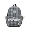Schoolbag high-value plaid schoolbag women's new lace girl heart backpack Japanese sweet student travel backpack