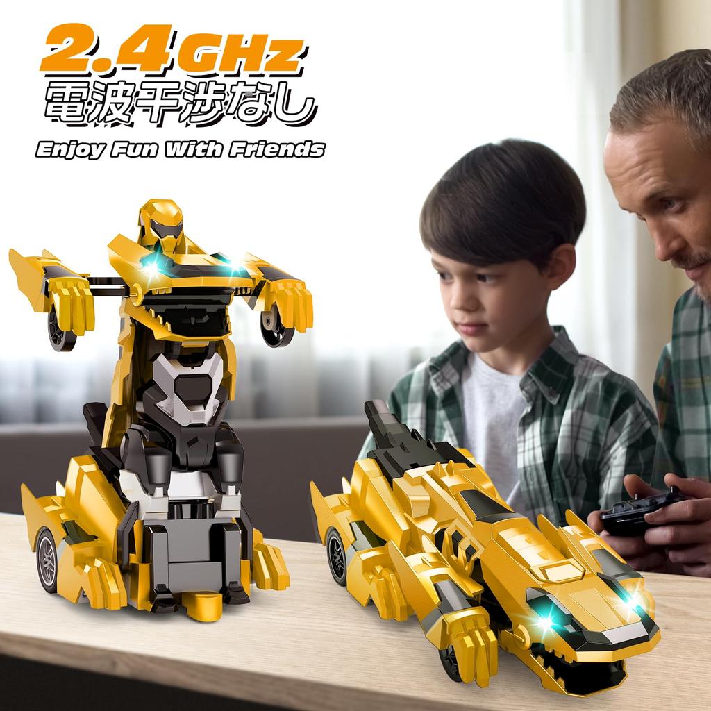 Tecnock Transformující dinosauří auto na dálkové ovládání pro děti, Dárek (Žlutá)