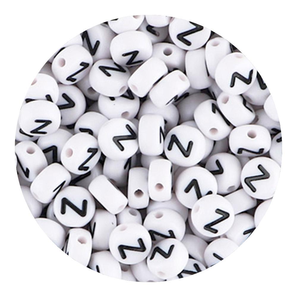 50/100/200pcs/Lot 7x4mm White A-Z Round Alphabet Acrylic Letters Beads Loose Spacer For Jewelry Making DIY Bracelet Accessories