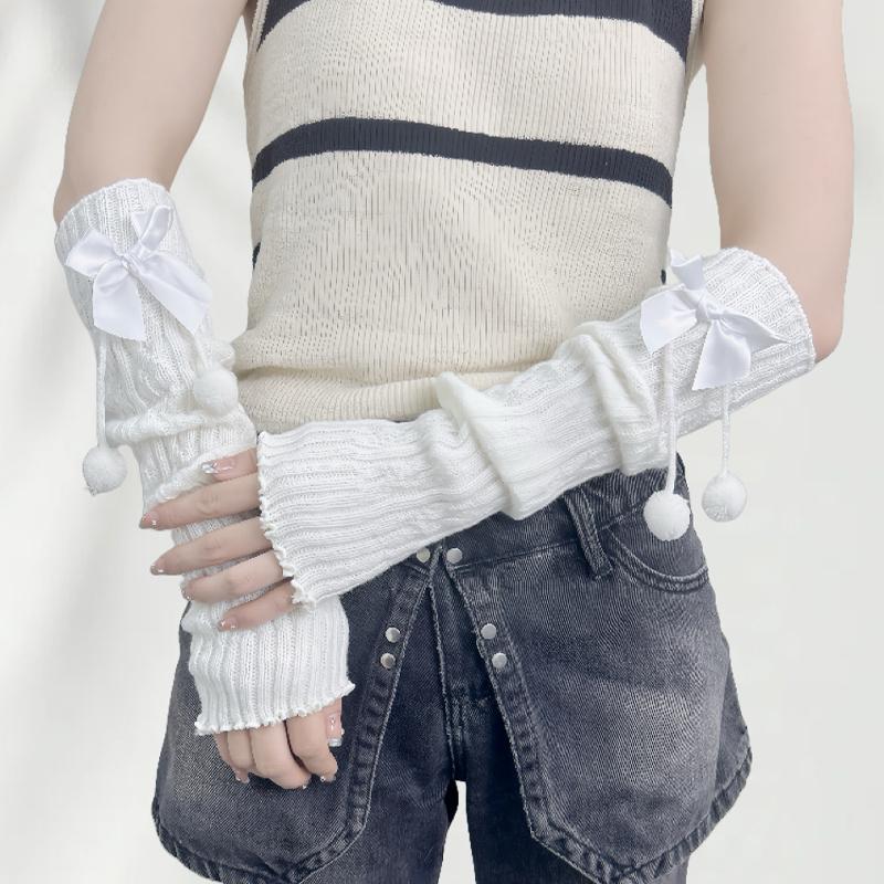 New Year Christmas Gift Red Knitted Arm Sleeves Girls Warm Sweet Fingerless Gloves