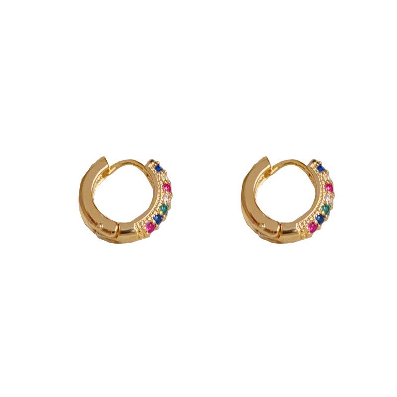 Colorful Zircon Round Ear Cuffs: French Fashion Luxurious Versatile Earrings
