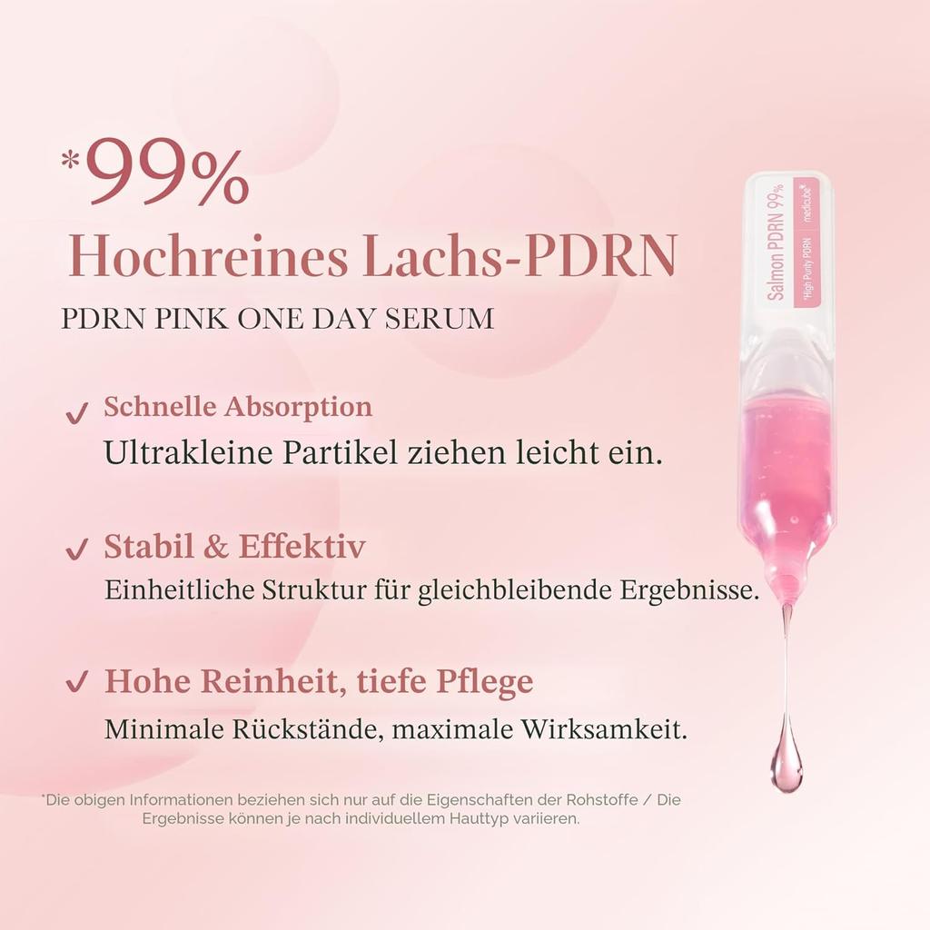 Medicube Lachs-DNA PDRN Pink One-Day Serum - Hochreine PDRN-Ampulle mit Kollagen, Glutathion & Hyaluronsäure