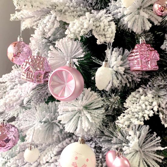 Christmas Ornaments Set Shatterproof Plastic Baubles Snowflakes Stars Hanging Ornament for Xmas Tree Holiday Home Party Decor