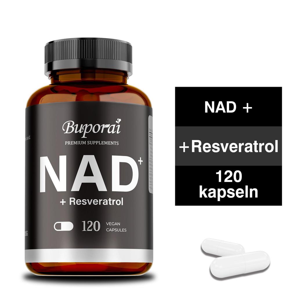 Premium Supplements NAD+ Resveratrol Support Cellular Energy, Anti-aging, Antioxidant Effects, and Promote Cardiovascular Health.