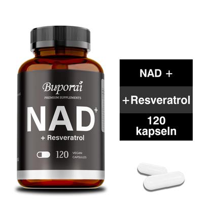 Premium Supplements NAD+ Resveratrol Support Cellular Energy, Anti-aging, Antioxidant Effects, and Promote Cardiovascular Health.