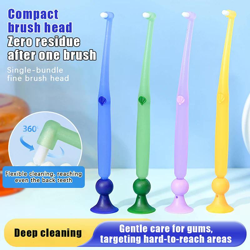 Small Head Single-Beam Soft Teeth Cleaning Toothbrush With Suction Cup Interdental Brush Soft Hair Implant Adult Oral Care Tools
