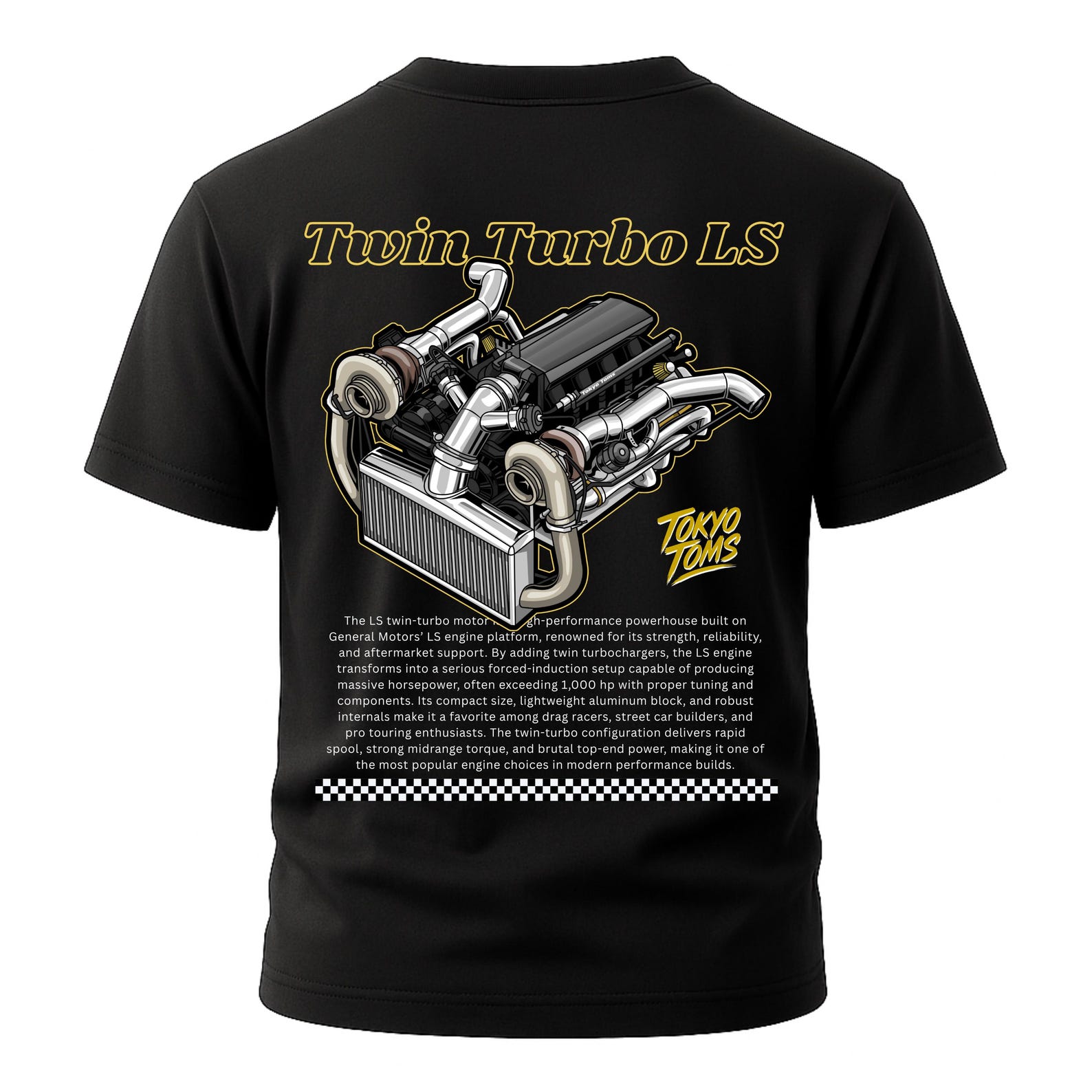 Twin Turbo LS Engine T-Shirt - JDM Car Tee, LS Turbo Shirt, Car Guy Gift, V8 Engine T-Shirt, Car Lover Shirt, Tokyo Toms Tee, Car Enthusiast S