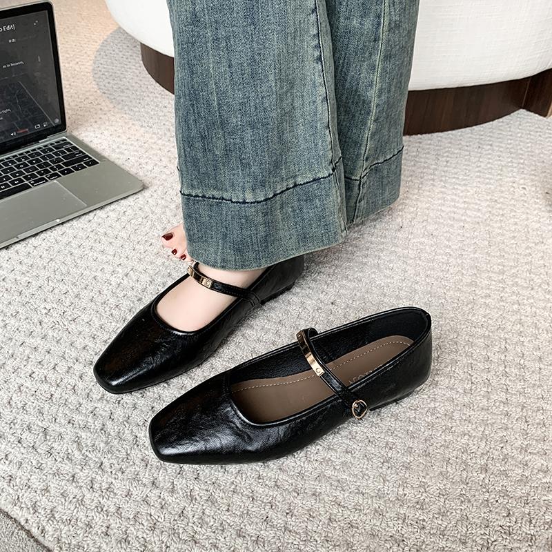 

Мода 2025 Новая Оригинальная Обувь Мэри Джейн Квадратный Носок Низкий Каблук Однотонные Офисное Платье Повседневная Женская Обувь 35 чёрный