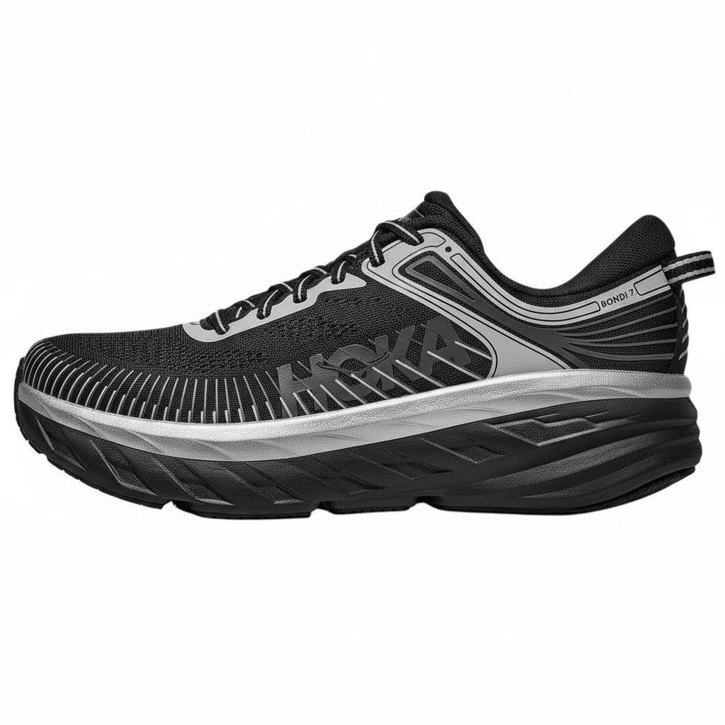 HOKA One One Bondi 7 Running Shoes Men's Black Silver 1110518-BKSTR
