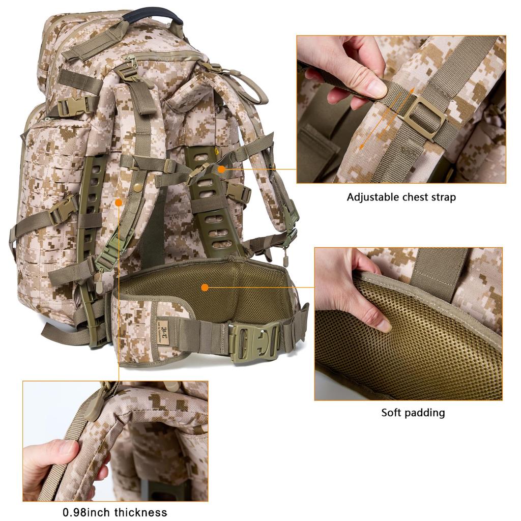 Tactical Pack More Rucksack Adventure Backpack Military Medium Rucksack Bug Out Bag 55L Large Capacity Pack Multicam Moto [MT] 3-Day