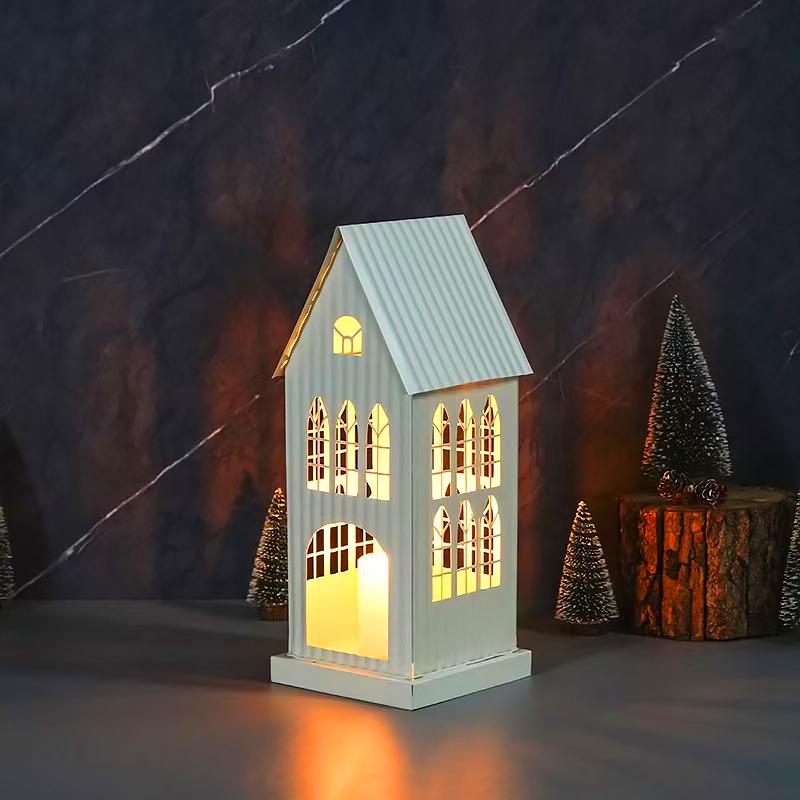 1PC Black White Home Candlestickers Halloween Metal Christmas House Shape Candle Holder Weddings With Gothic Windows Outdoor