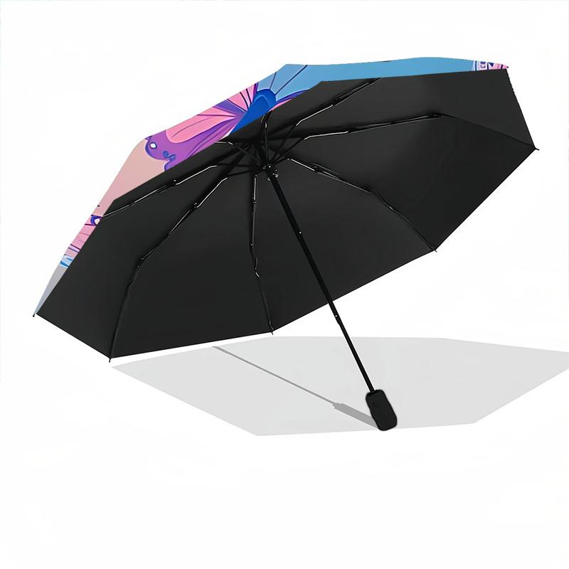 1pc Butterfly Pattern Automatic Opening/Closing Umbrella with Operation & Windproof Canopy yy260311096