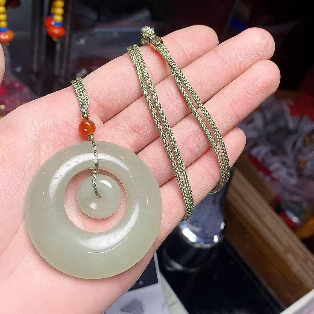 Collana con Ciondolo in Giada Dongling Intrecciata per Uomo e Donna