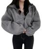TASOGARA Boa Short Solid Cold Winter Women's Jacket, Length, Fleece-Lined, Fluffy, Color, Warm, Casual, Weather, Cute, (JP, Alphabet, L, Gray)