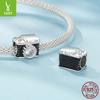 Sparkling Zircon S925 Sterling Silver Camera Beads, Personalized Black Dripping Diy Bracelet Loose Beads