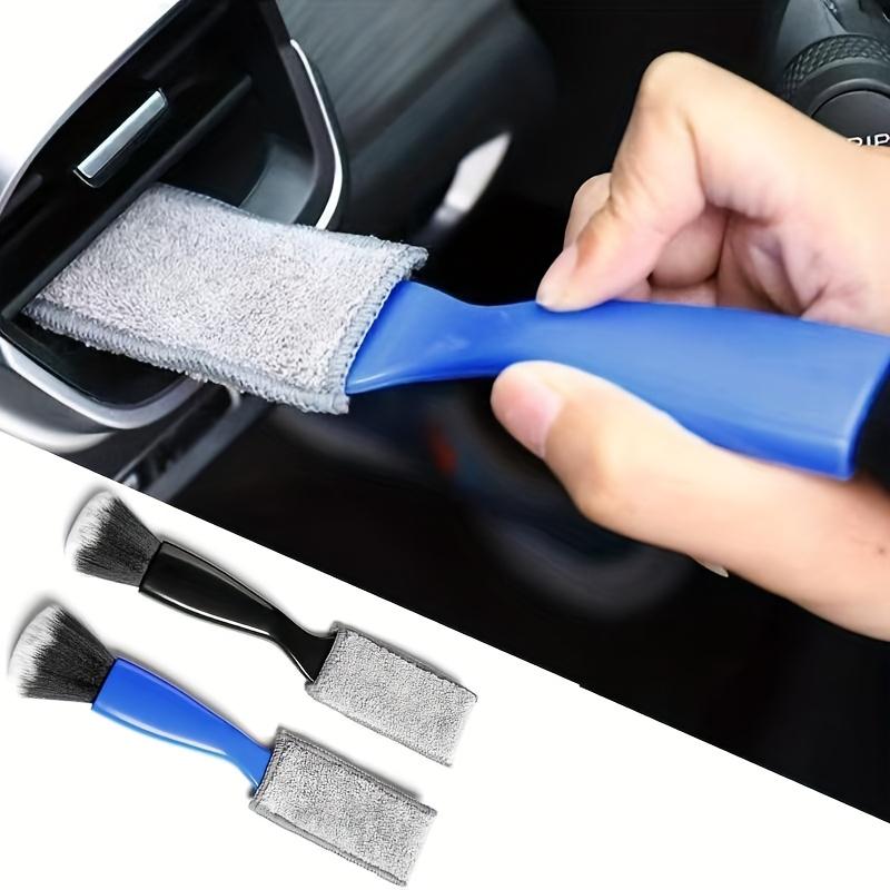 Car Cleaning Brush with Soft & Stiff Bristles - Ergonomic Handle for Dashboard, AC Vents, Seats - Interior Detailing Tool for Car Upholstery