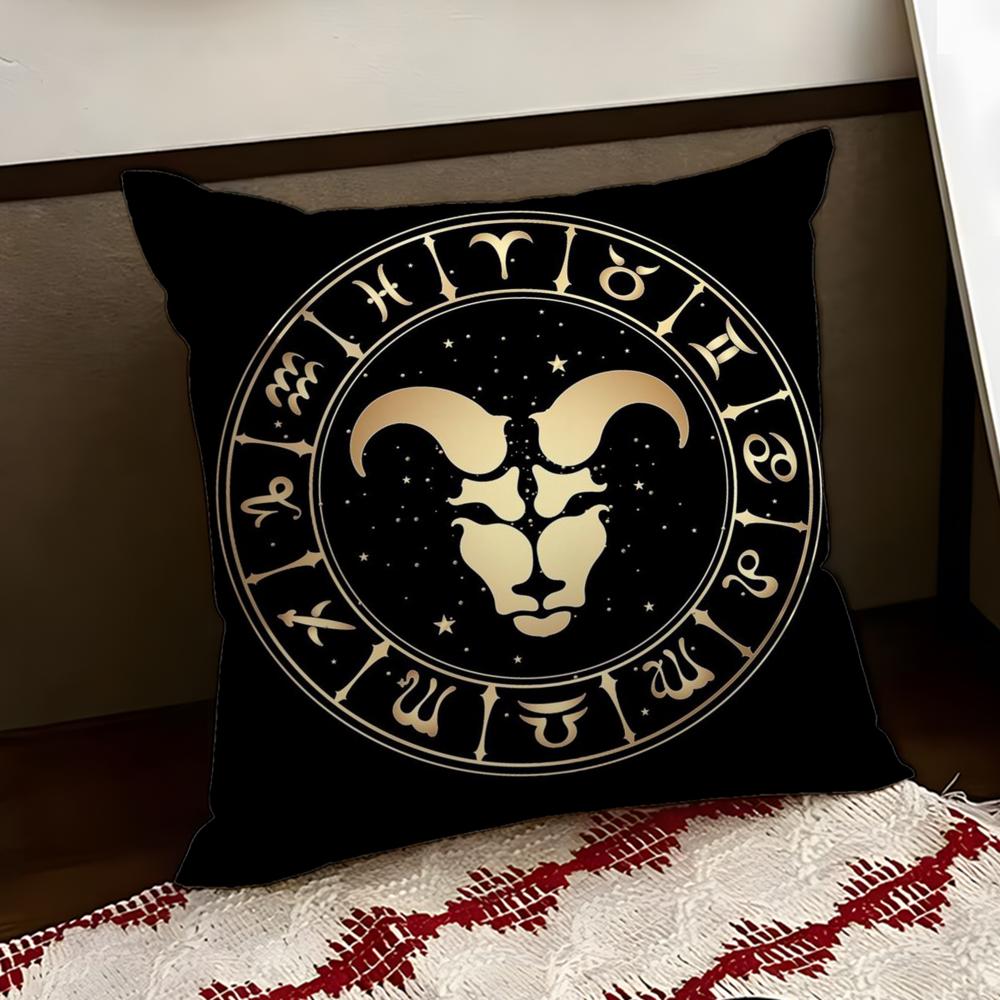 Luxury Twelve Constellation Cushion Cover Reversible Soft Durable Pillow Cover Home  Car MultiScene Use for Daily Comfort
