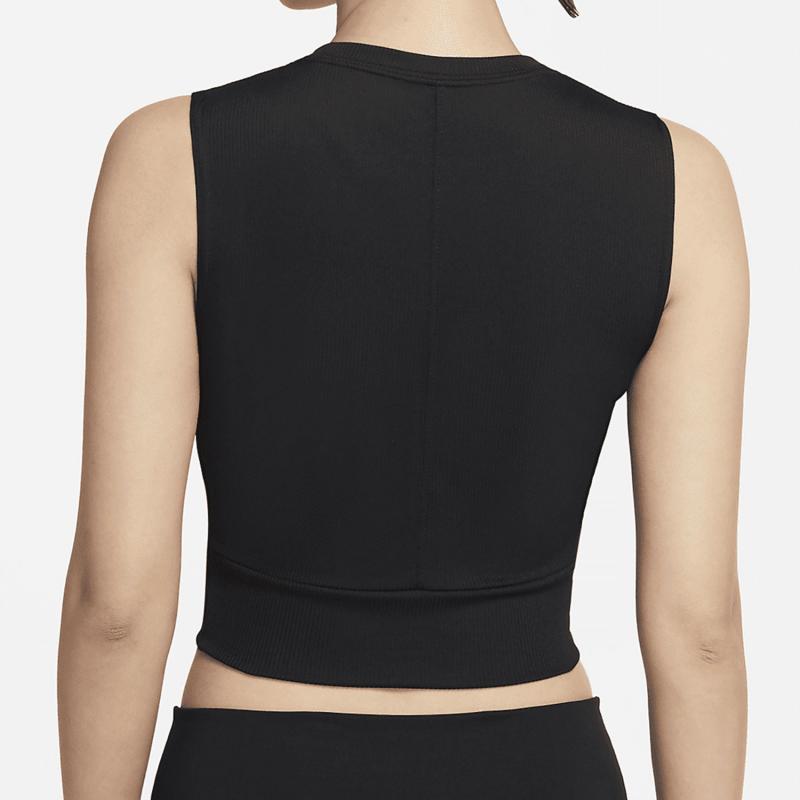 Nike Solid Logo Cropped Sleeveless T-Shirt Women tops Black 930494-010