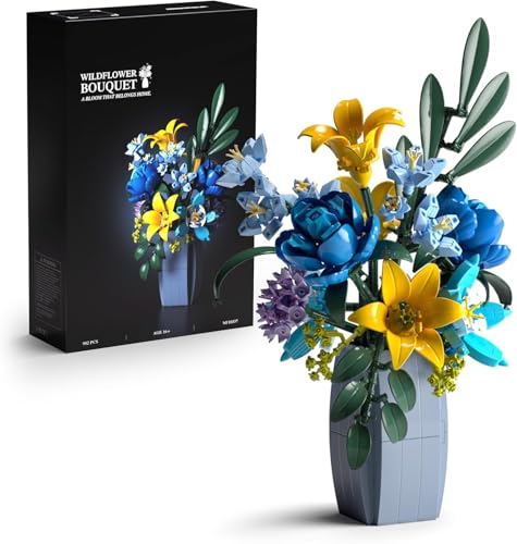 Nifeliz Wildflower Bouquet and Vase Building Blocks Set Toy, Adult Building Blocks Model for Office/Home Decor | Birthday Gift (902 Pieces, NF10337)